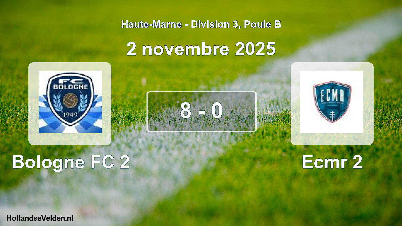 Gespeelde wedstrijd: Bologne FC 2 - Ecmr 2 8 - 0 (2 november 2025)