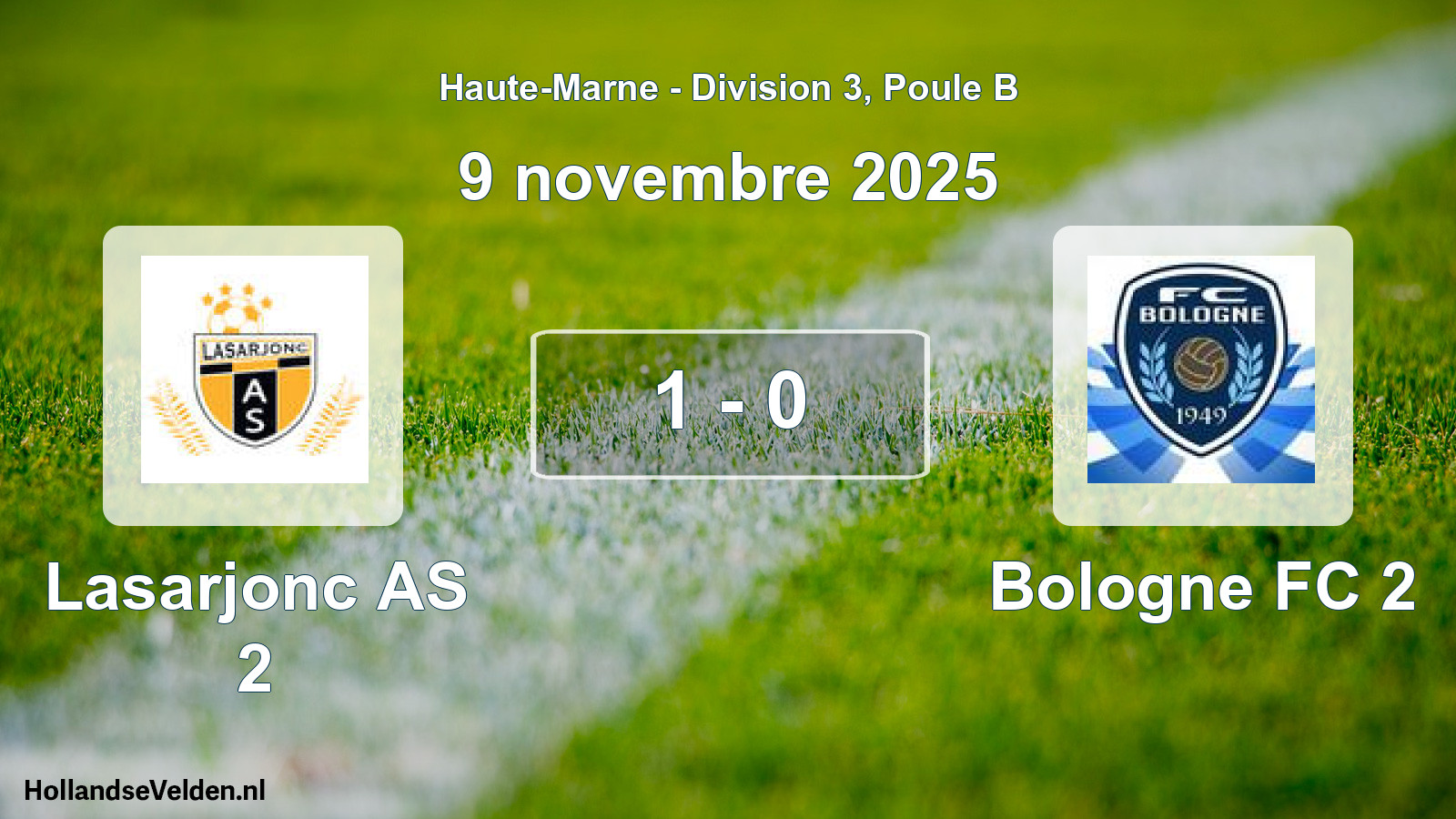 Total number of matches played: Lasarjonc AS 2 - Bologne FC 2 1 - 0 (9 November 2025)