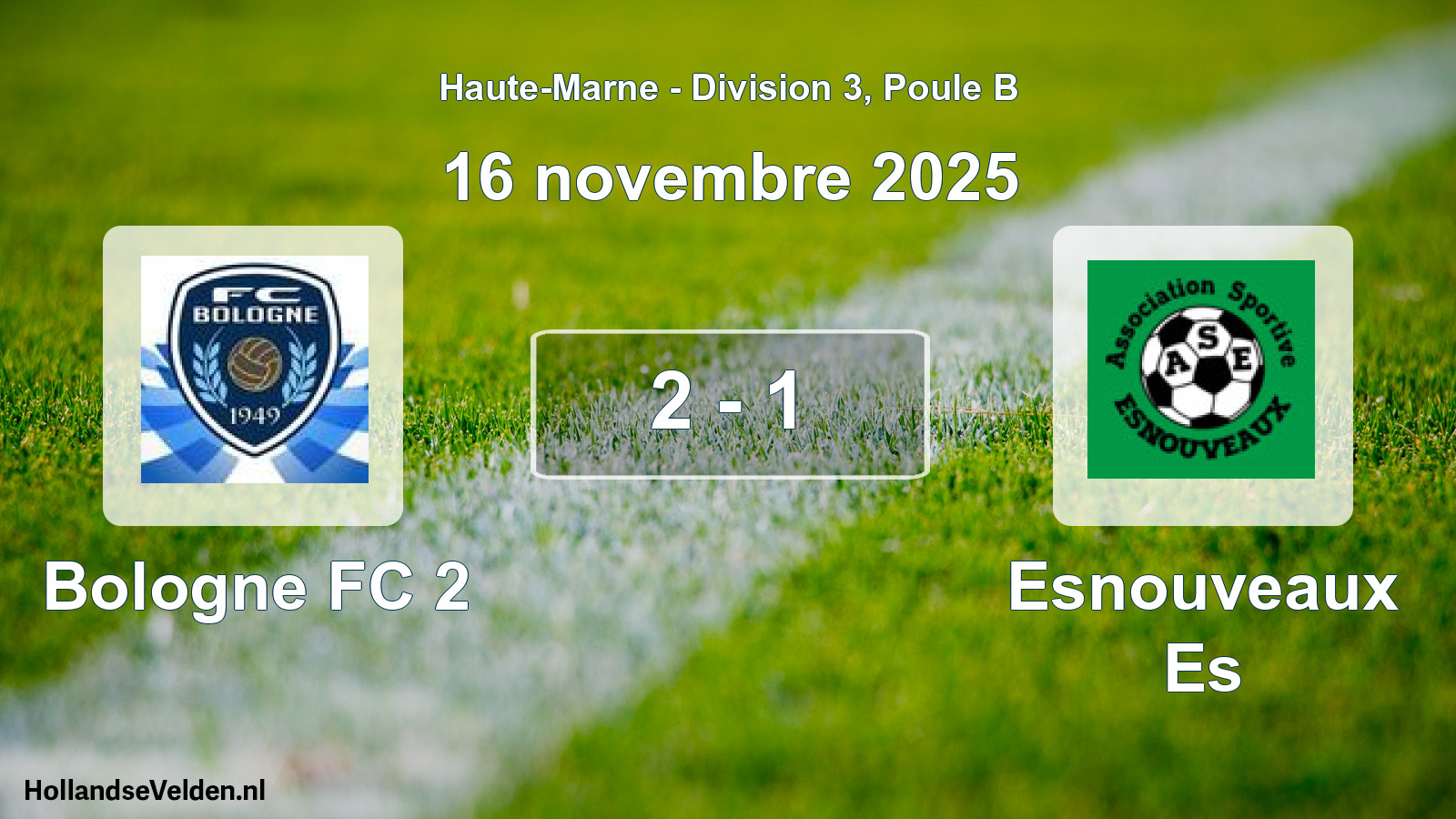 Gespeelde wedstrijd: Bologne FC 2 - Esnouveaux Es 2 - 1 (16 november 2025)