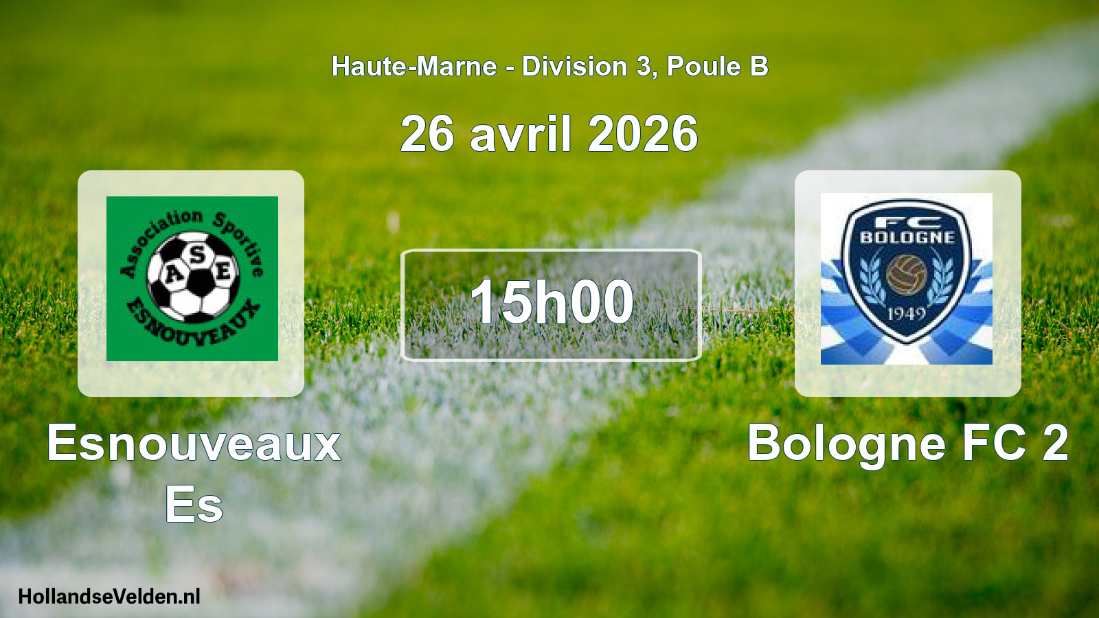 Match programmé: Esnouveaux Es - Bologne FC 2 (26 avril 2026)