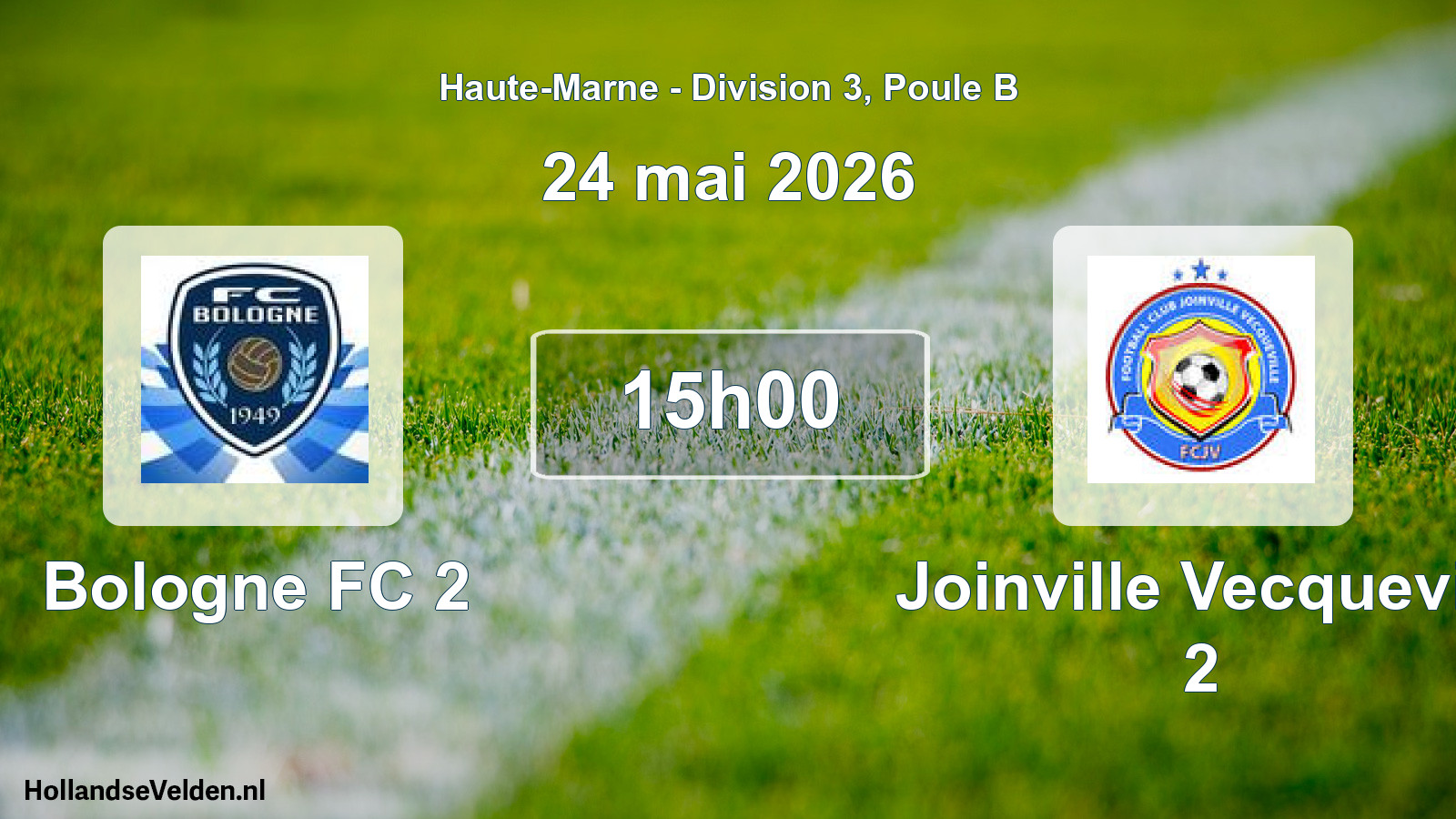 Match programmé: Bologne FC 2 - Joinville Vecquevill 2 (24 mai 2026)