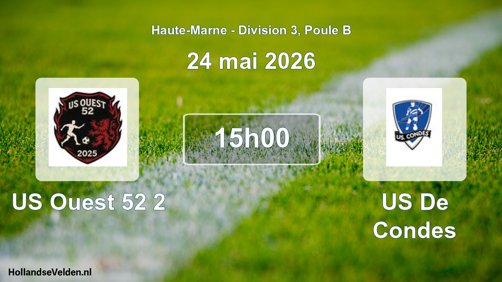 Match programmé: US Ouest 52 2 - US De Condes (24 mai 2026)