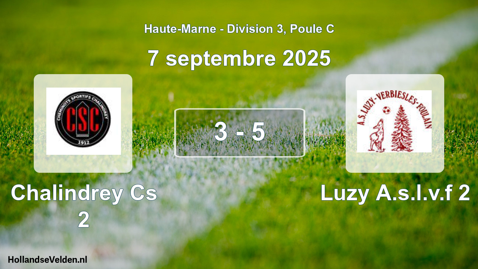 Gespeelde wedstrijd: Chalindrey Cs 2 - Luzy A.s.l.v.f 2 3 - 5 (7 september 2025)