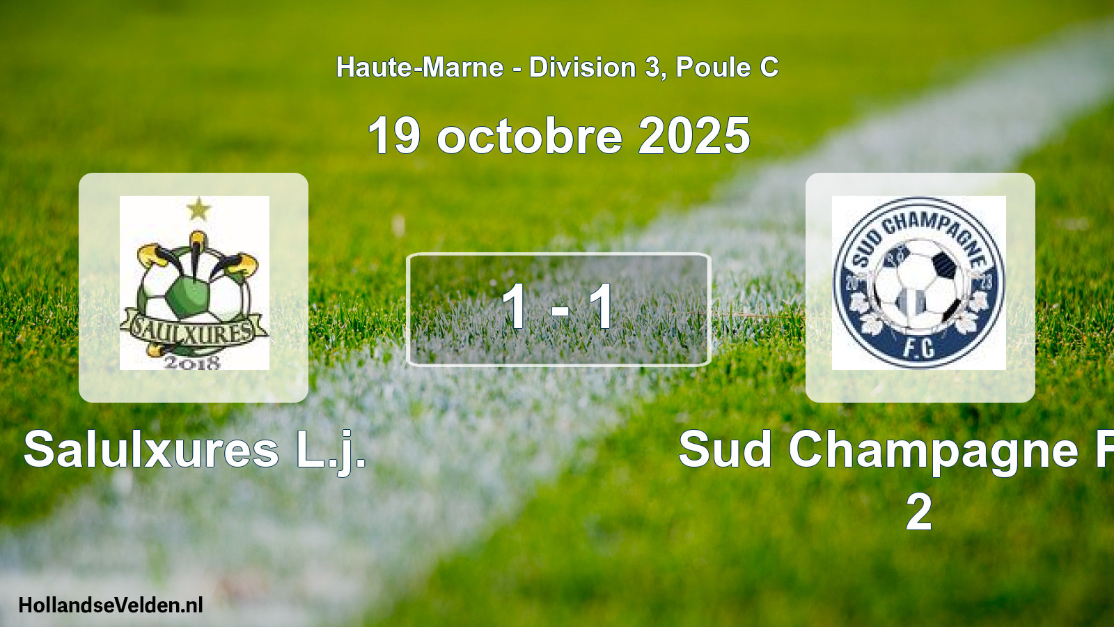 Match joué: Salulxures L.j. - Sud Champagne FC 2 1 - 1 (19 octobre 2025)