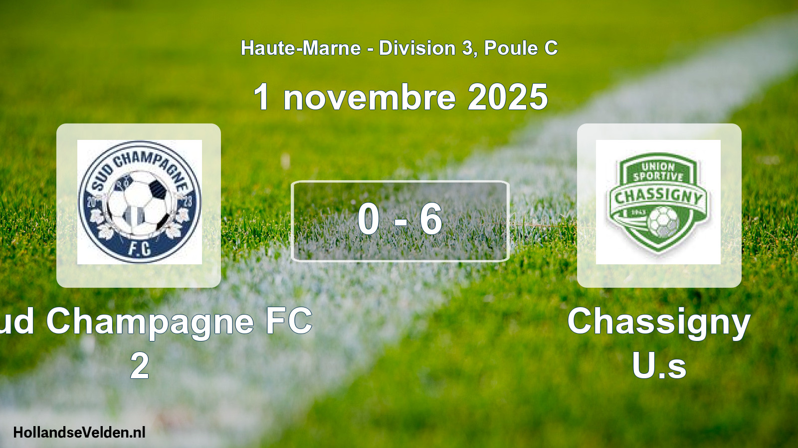 Match joué: Sud Champagne FC 2 - Chassigny U.s 0 - 6 (1 novembre 2025)
