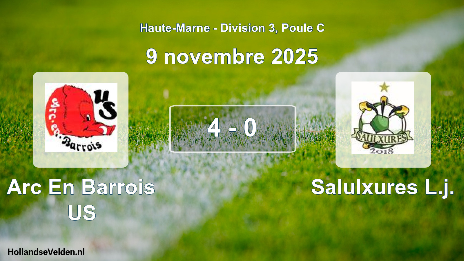 Total number of matches played: Arc En Barrois US - Salulxures L.j. 4 - 0 (9 November 2025)
