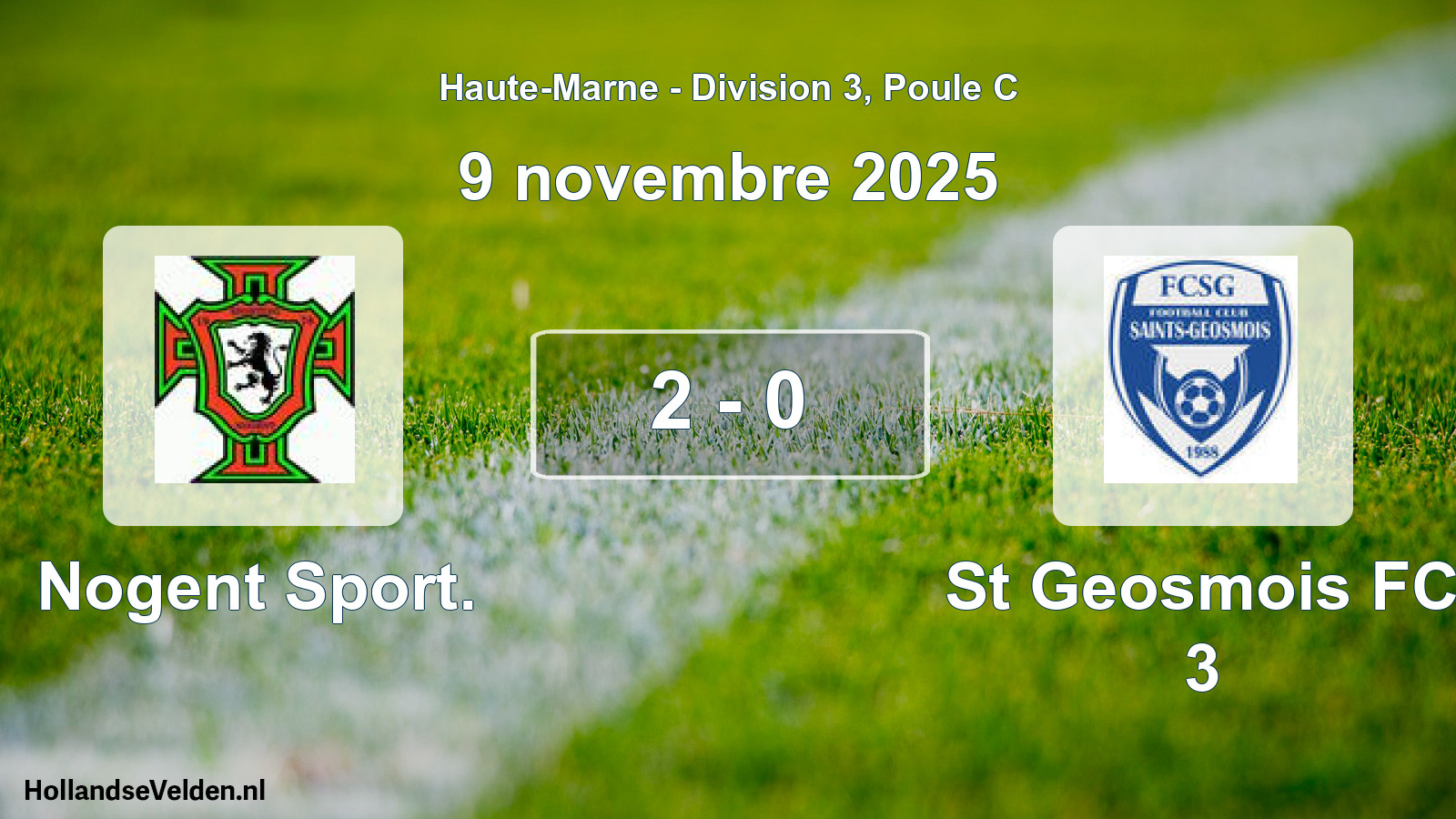 Gespeelde wedstrijd: Nogent Sport. - St Geosmois FC 3 2 - 0 (9 november 2025)