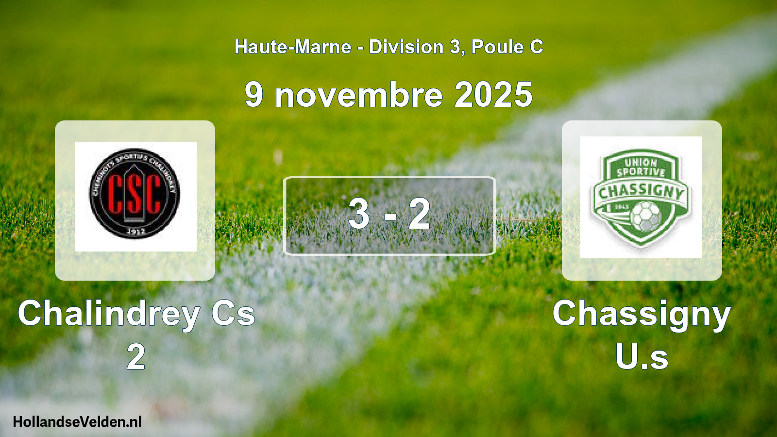 Gespeelde wedstrijd: Chalindrey Cs 2 - Chassigny U.s 3 - 2 (9 november 2025)