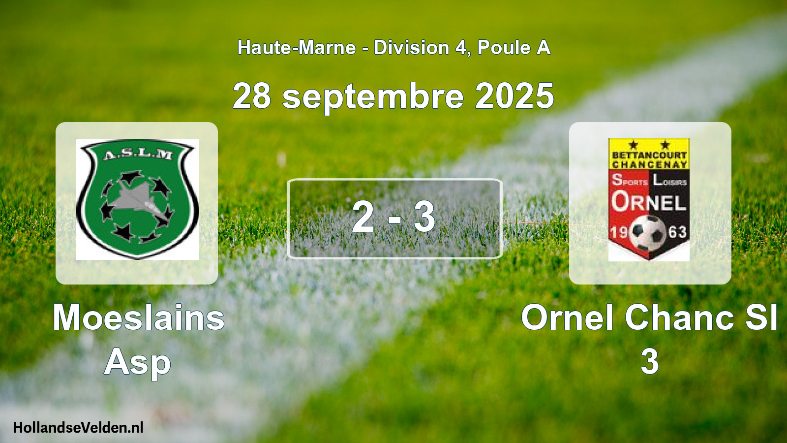 Match joué: Moeslains Asp - Ornel Chanc Sl 3 2 - 3 (28 septembre 2025)