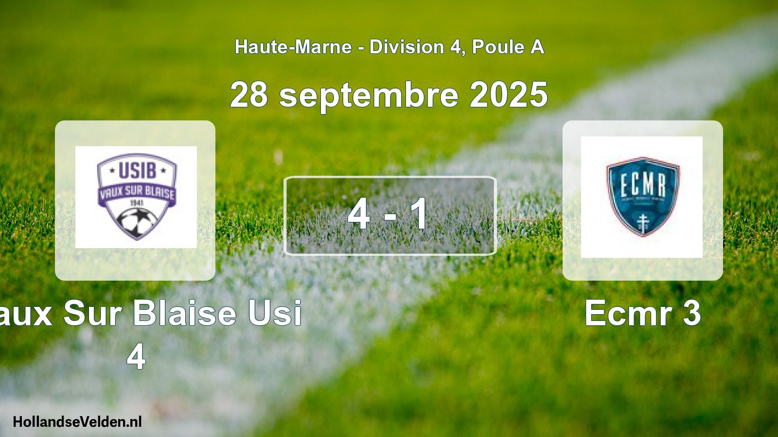 Match joué: Vaux Sur Blaise Usi 4 - Ecmr 3 4 - 1 (28 septembre 2025)