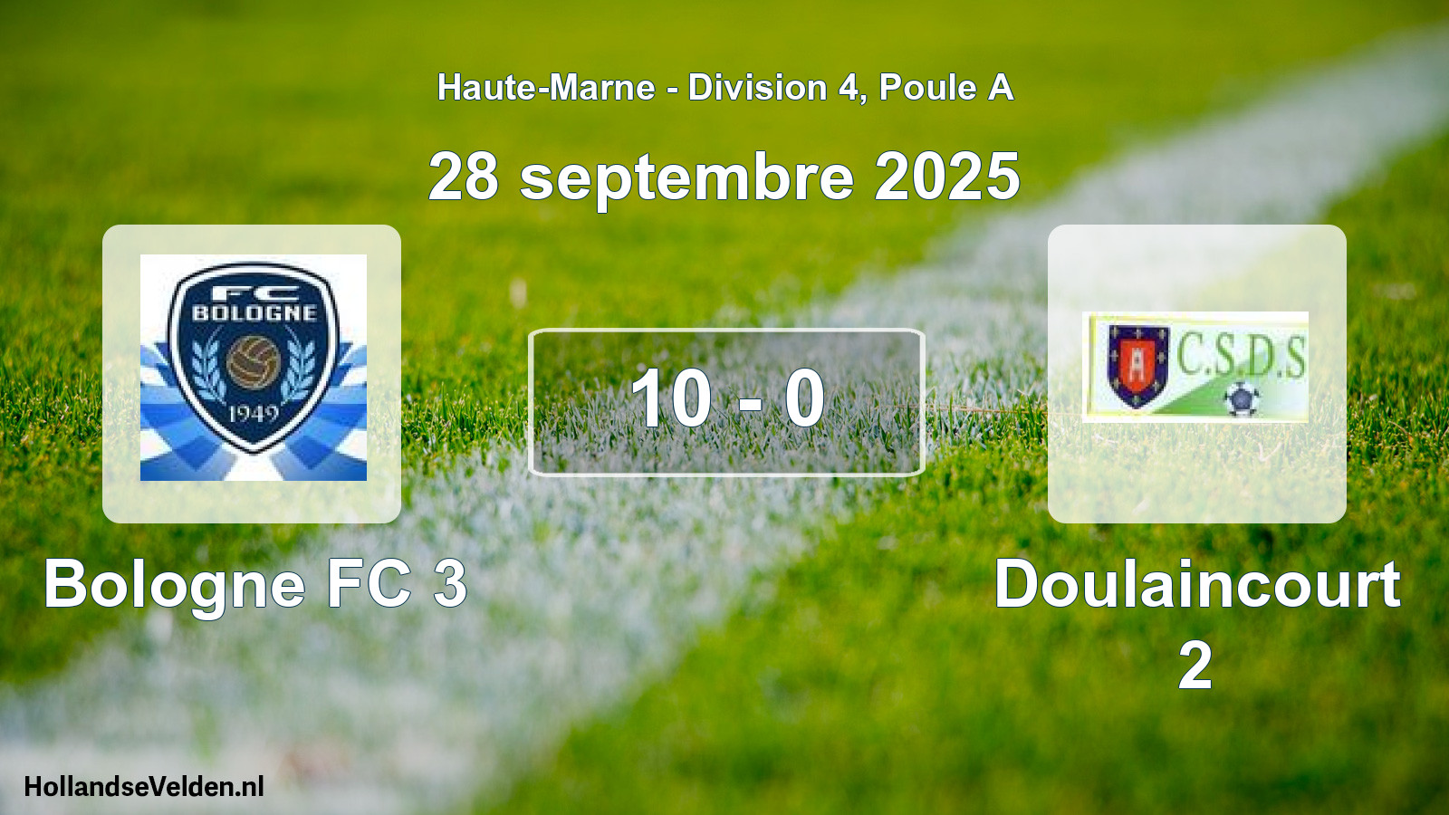 Match joué: Bologne FC 3 - Doulaincourt 2 10 - 0 (28 septembre 2025)