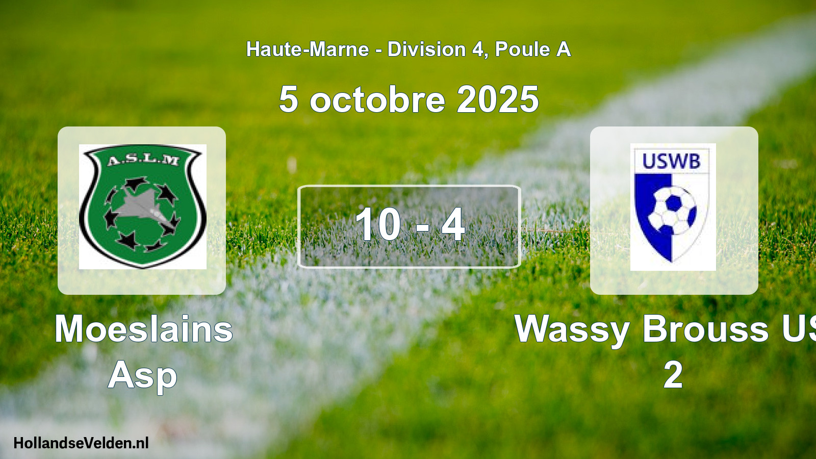 Match joué: Moeslains Asp - Wassy Brouss US 2 10 - 4 (5 octobre 2025)