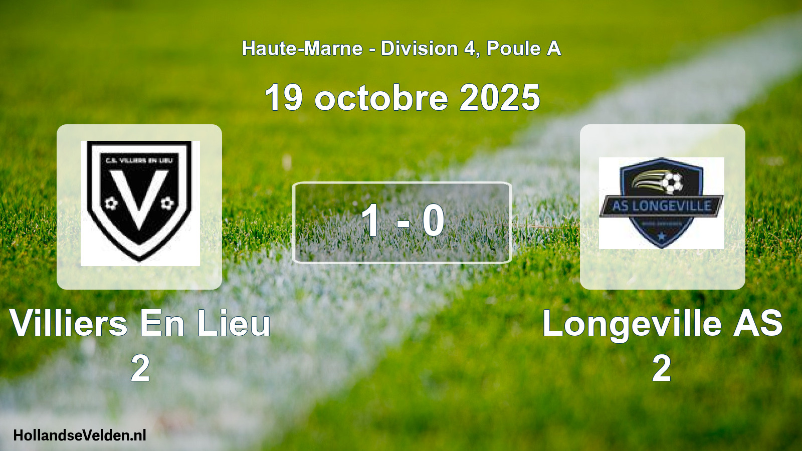Match joué: Villiers En Lieu 2 - Longeville AS 2 1 - 0 (19 octobre 2025)