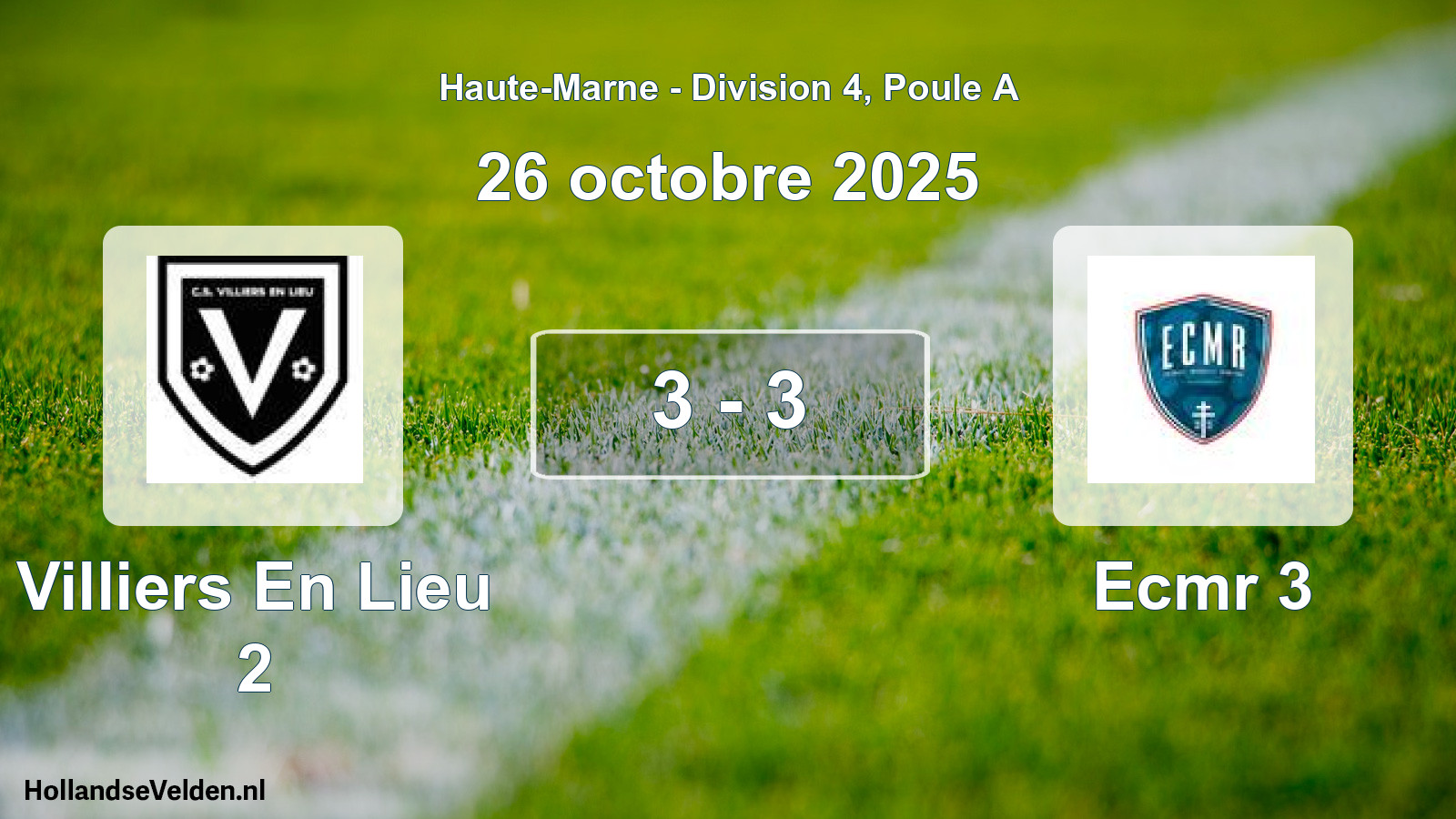 Match joué: Villiers En Lieu 2 - Ecmr 3 3 - 3 (26 octobre 2025)