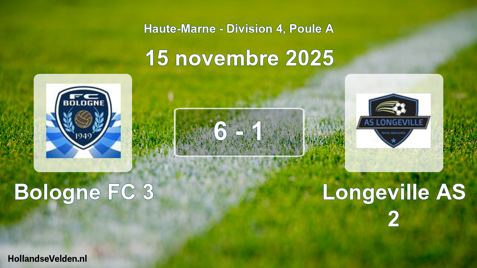 Match joué: Bologne FC 3 - Longeville AS 2 6 - 1 (15 novembre 2025)