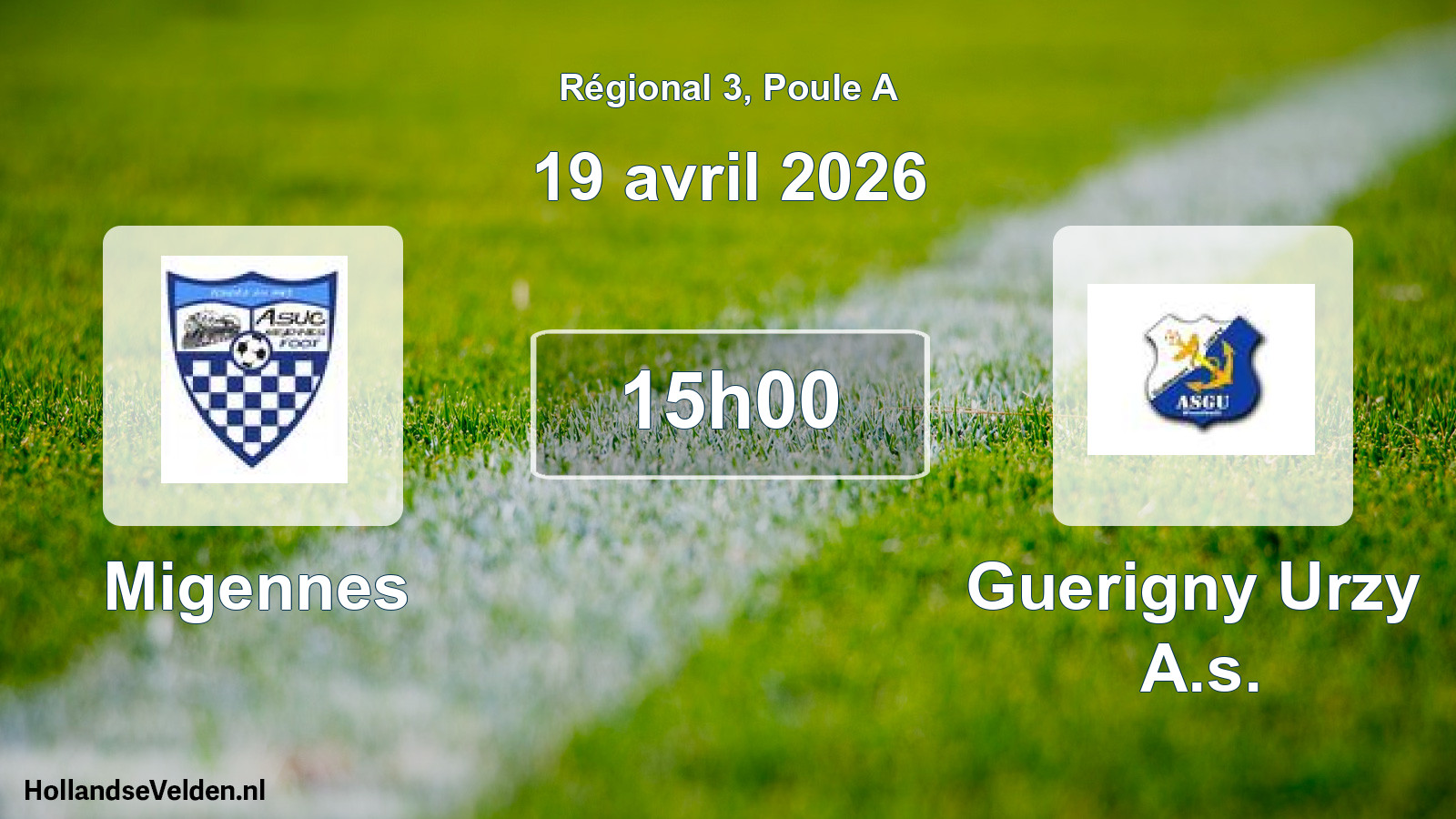 Geplande wedstrijd: Migennes - Guerigny Urzy A.s. (19 avril 2026)
