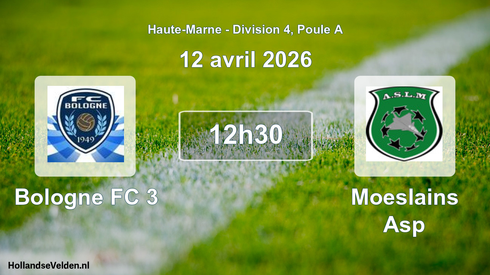 Match programmé: Bologne FC 3 - Moeslains Asp (12 avril 2026)