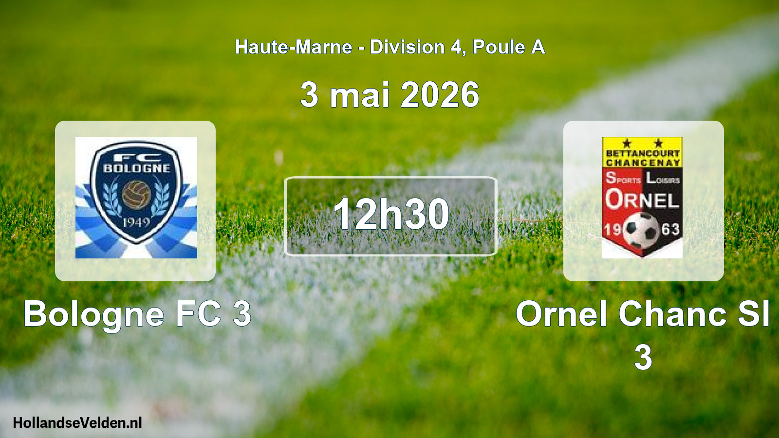 Match programmé: Bologne FC 3 - Ornel Chanc Sl 3 (3 mai 2026)