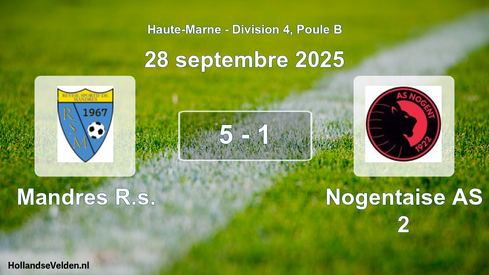 Total number of matches played: Mandres R.s. - Nogentaise AS 2 5 - 1 (28 September 2025)