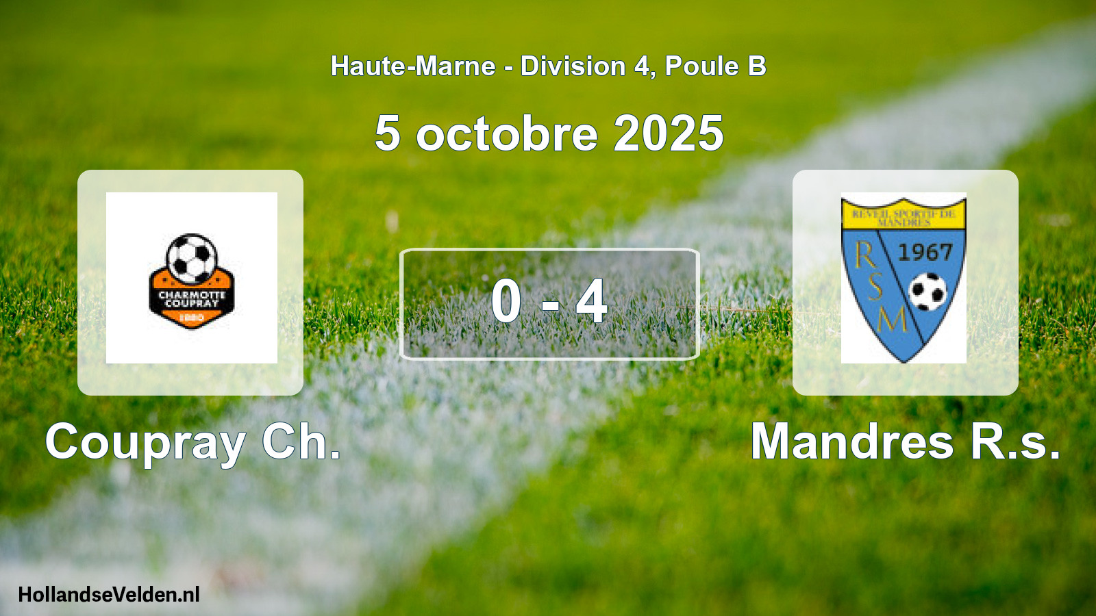 Match joué: Coupray Ch. - Mandres R.s. 0 - 4 (5 octobre 2025)
