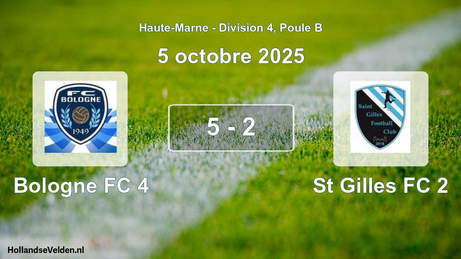 Match joué: Bologne FC 4 - St Gilles FC 2 5 - 2 (5 octobre 2025)