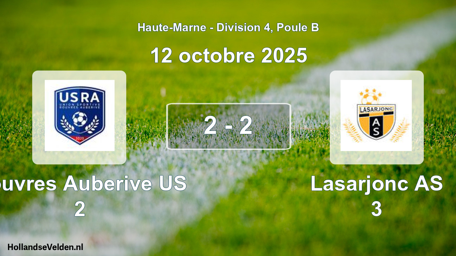Match joué: Rouvres Auberive US 2 - Lasarjonc AS 3 2 - 2 (12 octobre 2025)