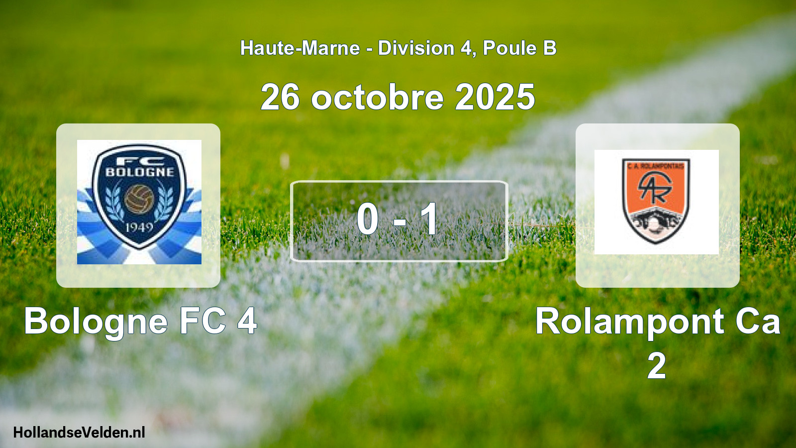 Total number of matches played: Bologne FC 4 - Rolampont Ca 2 0 - 1 (26 October 2025)