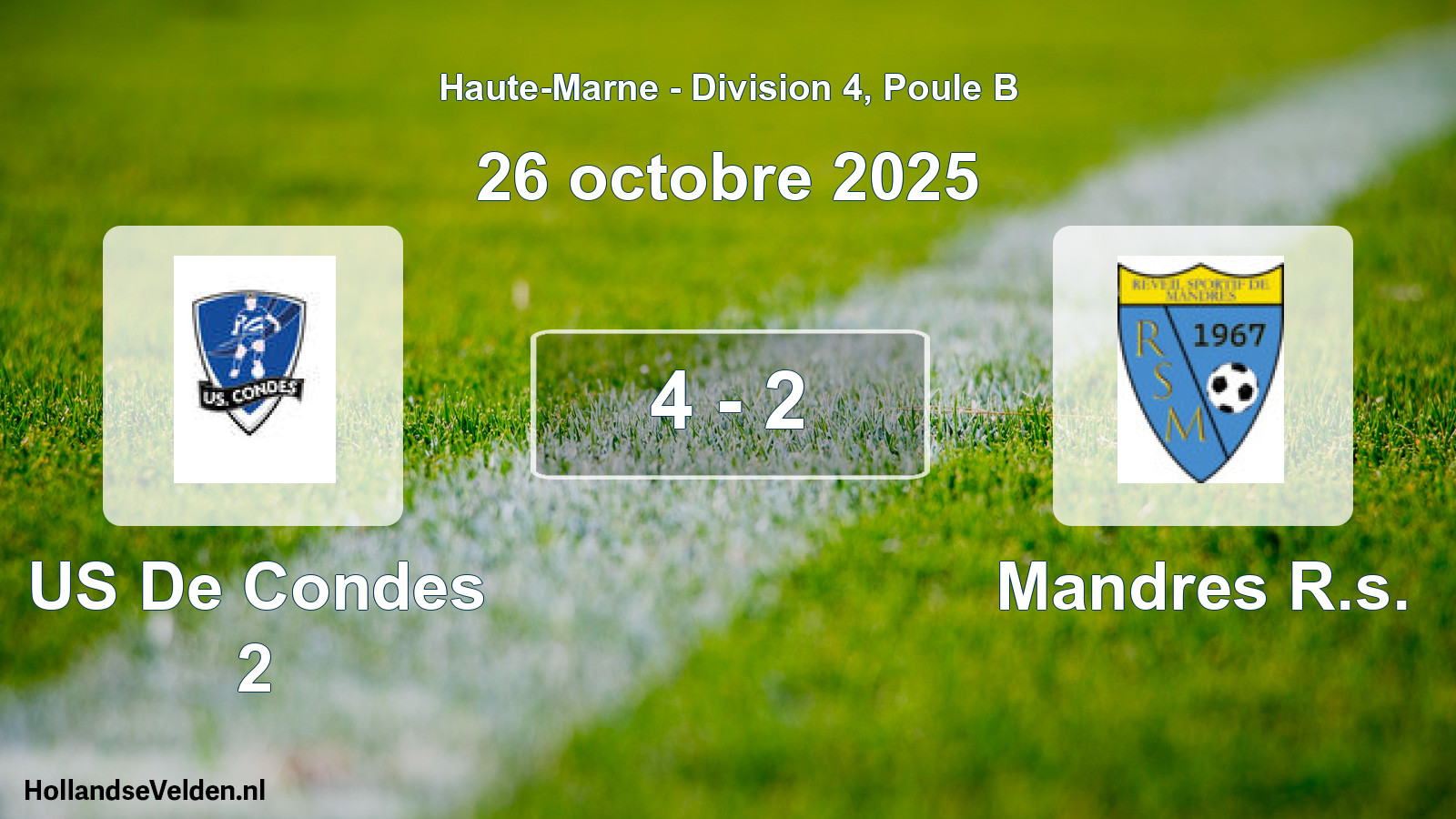 Match joué: US De Condes 2 - Mandres R.s. 4 - 2 (26 octobre 2025)