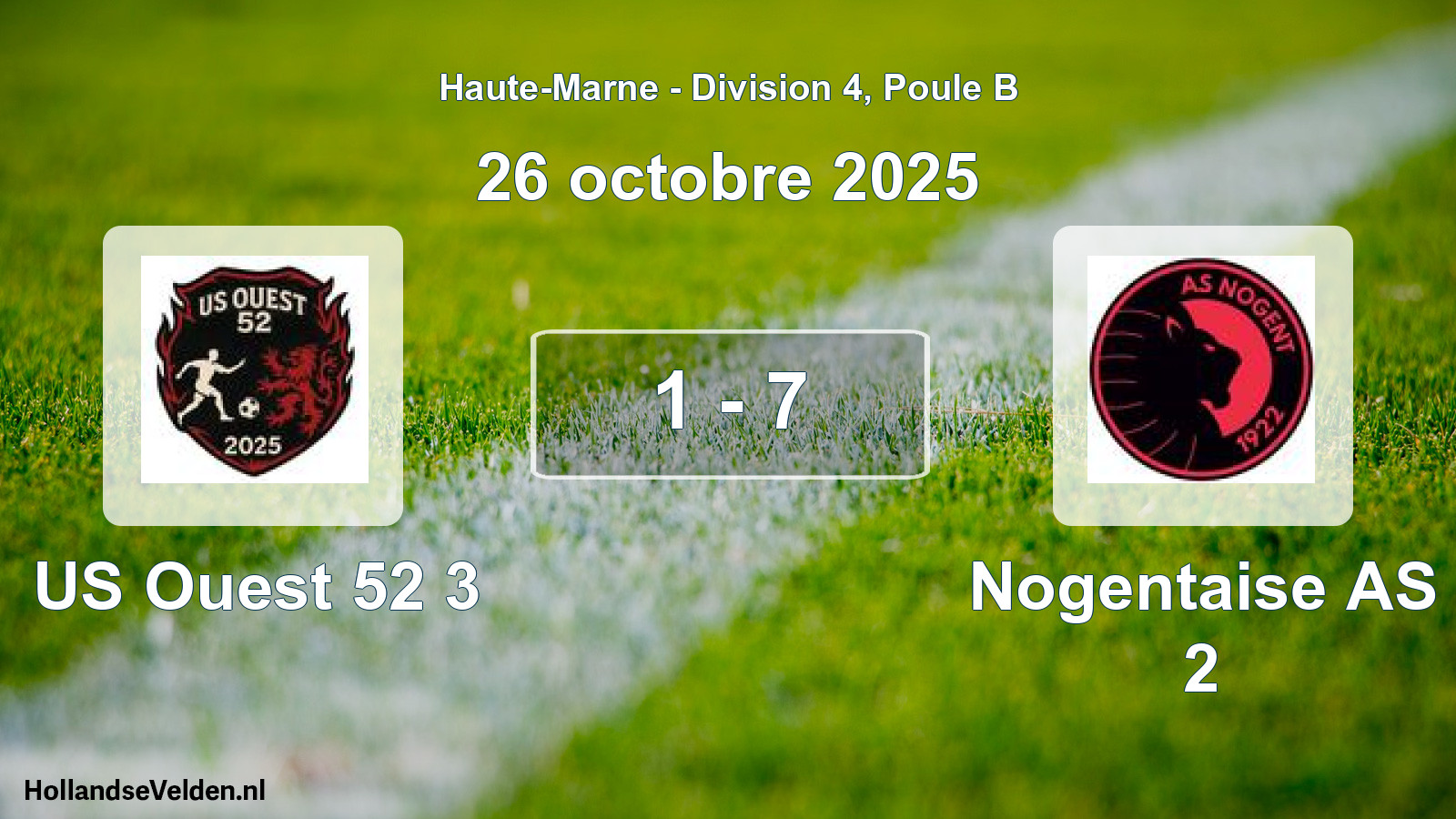 Total number of matches played: US Ouest 52 3 - Nogentaise AS 2 1 - 7 (26 October 2025)