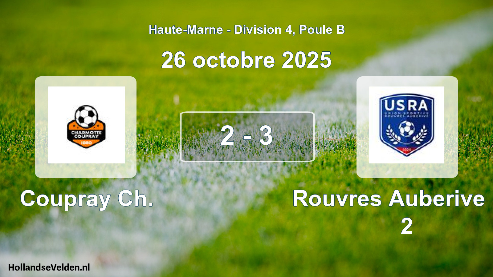 Match joué: Coupray Ch. - Rouvres Auberive US 2 2 - 3 (26 octobre 2025)
