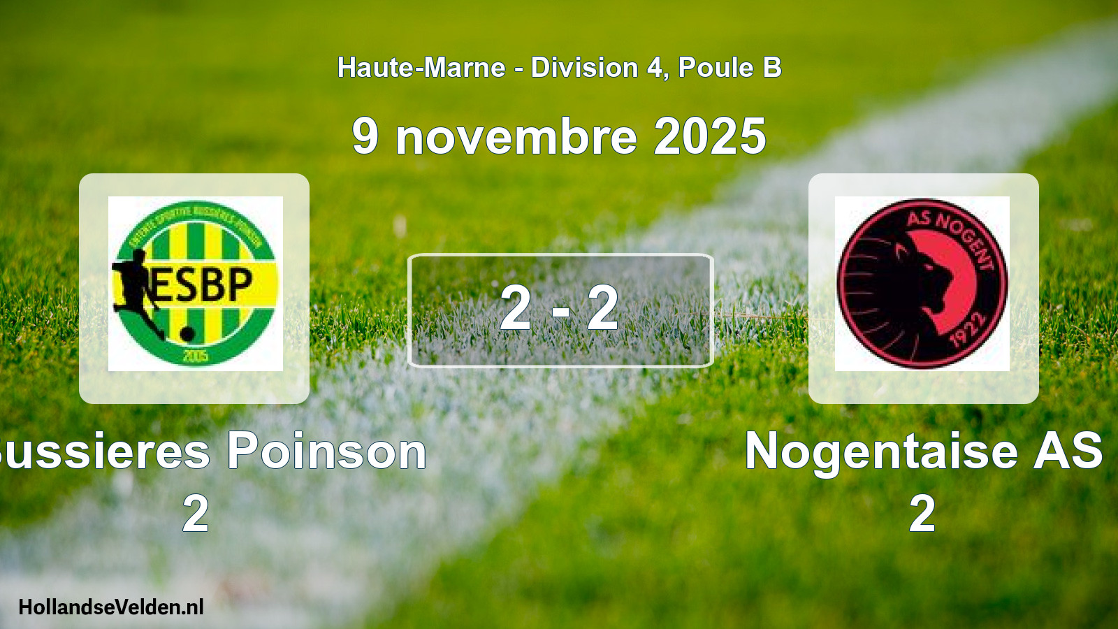 Match joué: Bussieres Poinson 2 - Nogentaise AS 2 2 - 2 (9 novembre 2025)