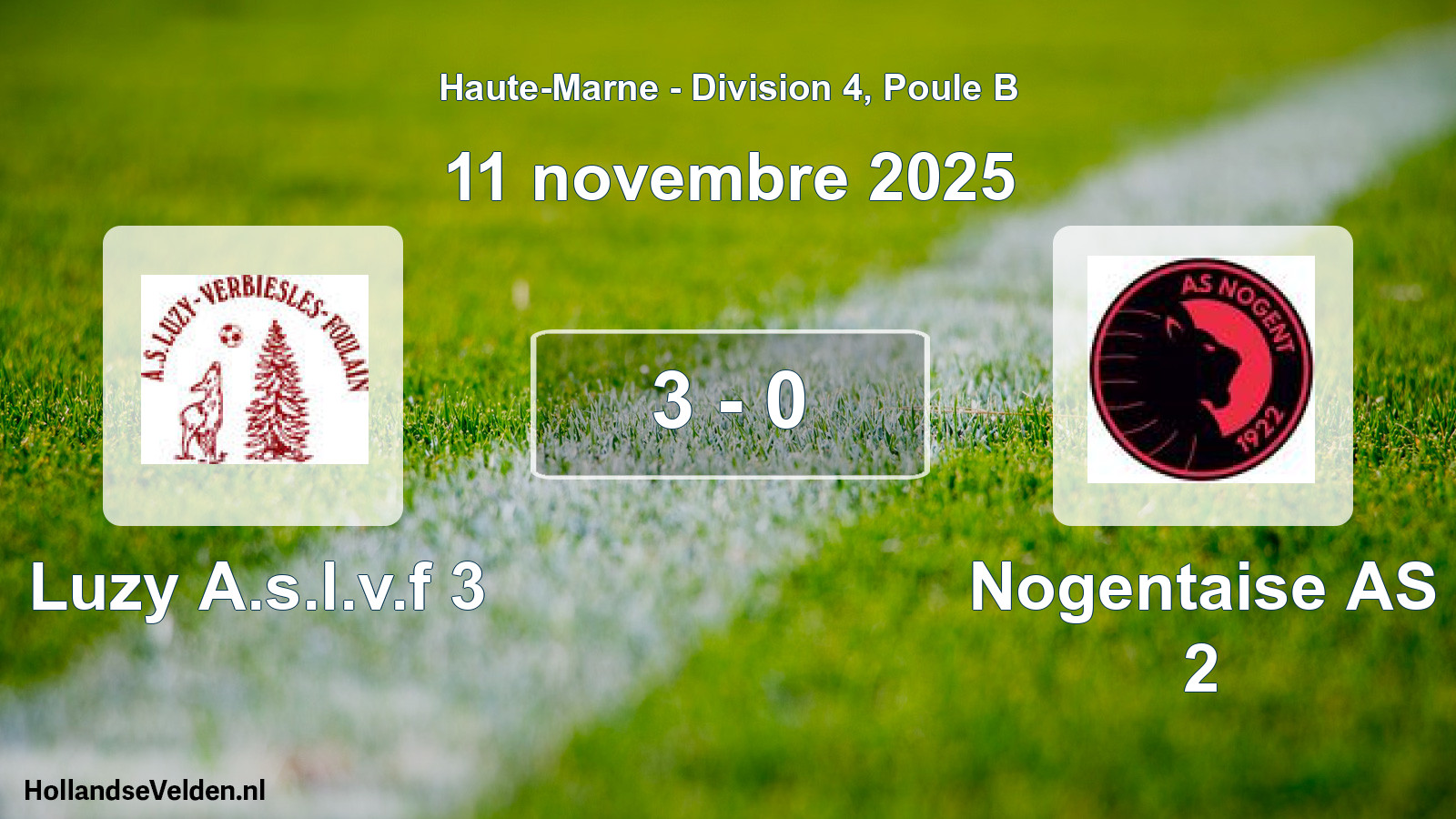 Total number of matches played: Luzy A.s.l.v.f 3 - Nogentaise AS 2 3 - 0 (11 November 2025)