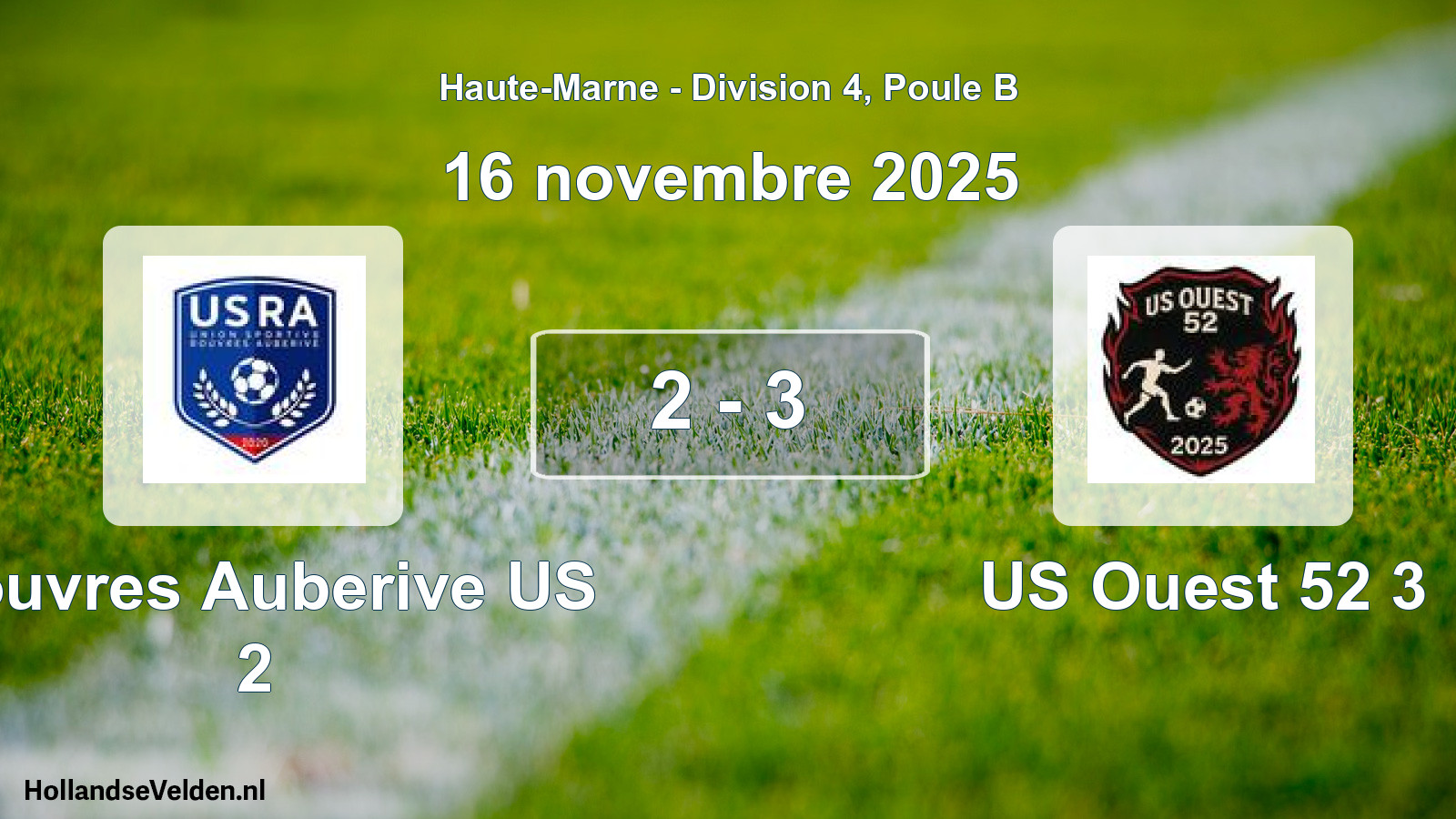 Match joué: Rouvres Auberive US 2 - US Ouest 52 3 2 - 3 (16 novembre 2025)