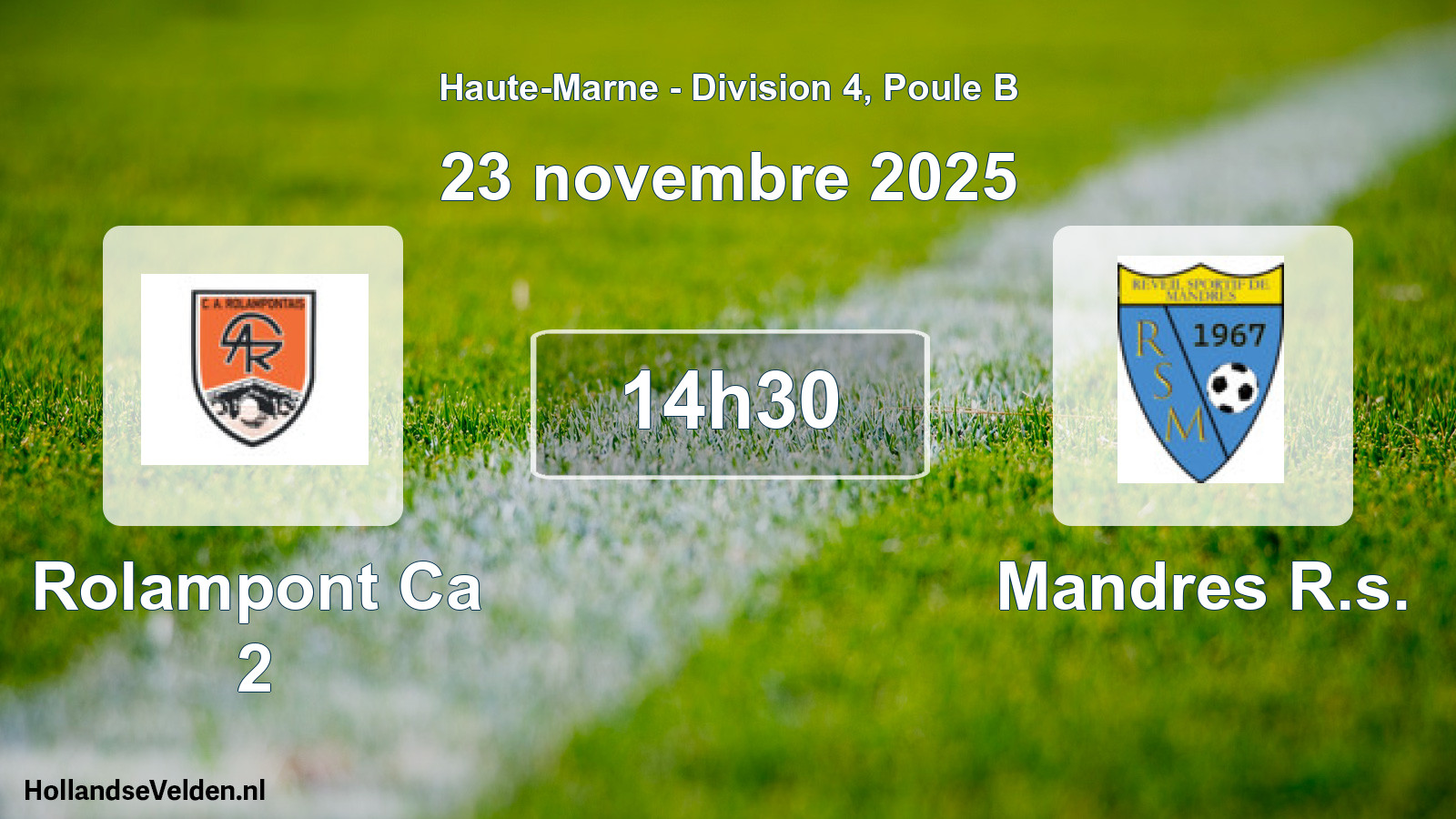 Match programmé: Rolampont Ca 2 - Mandres R.s. (23 novembre 2025)