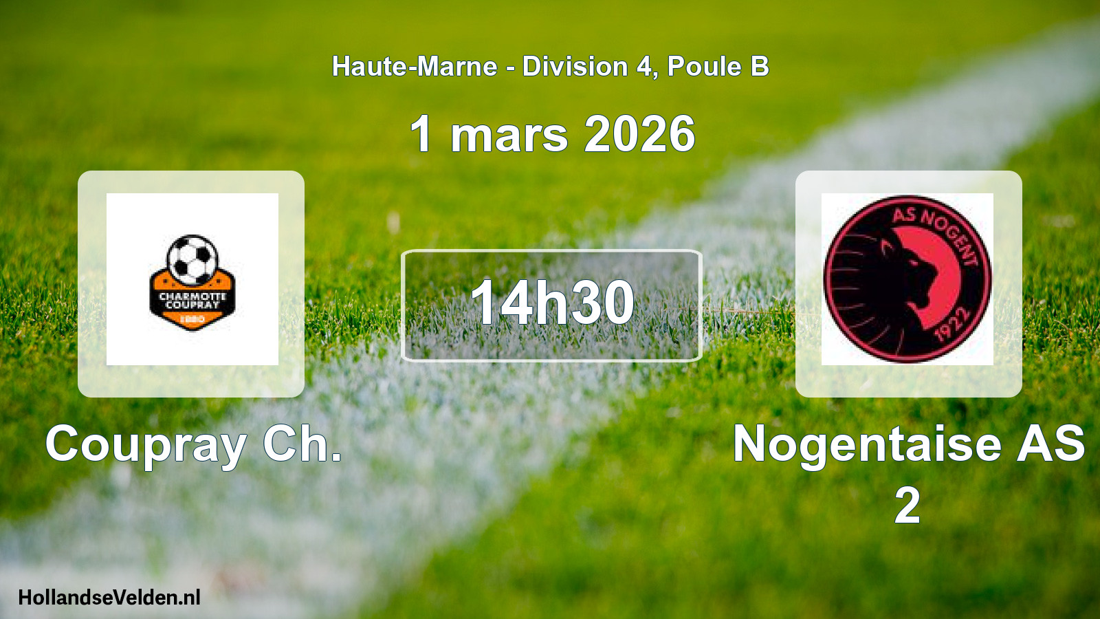 Match programmé: Coupray Ch. - Nogentaise AS 2 (1 mars 2026)