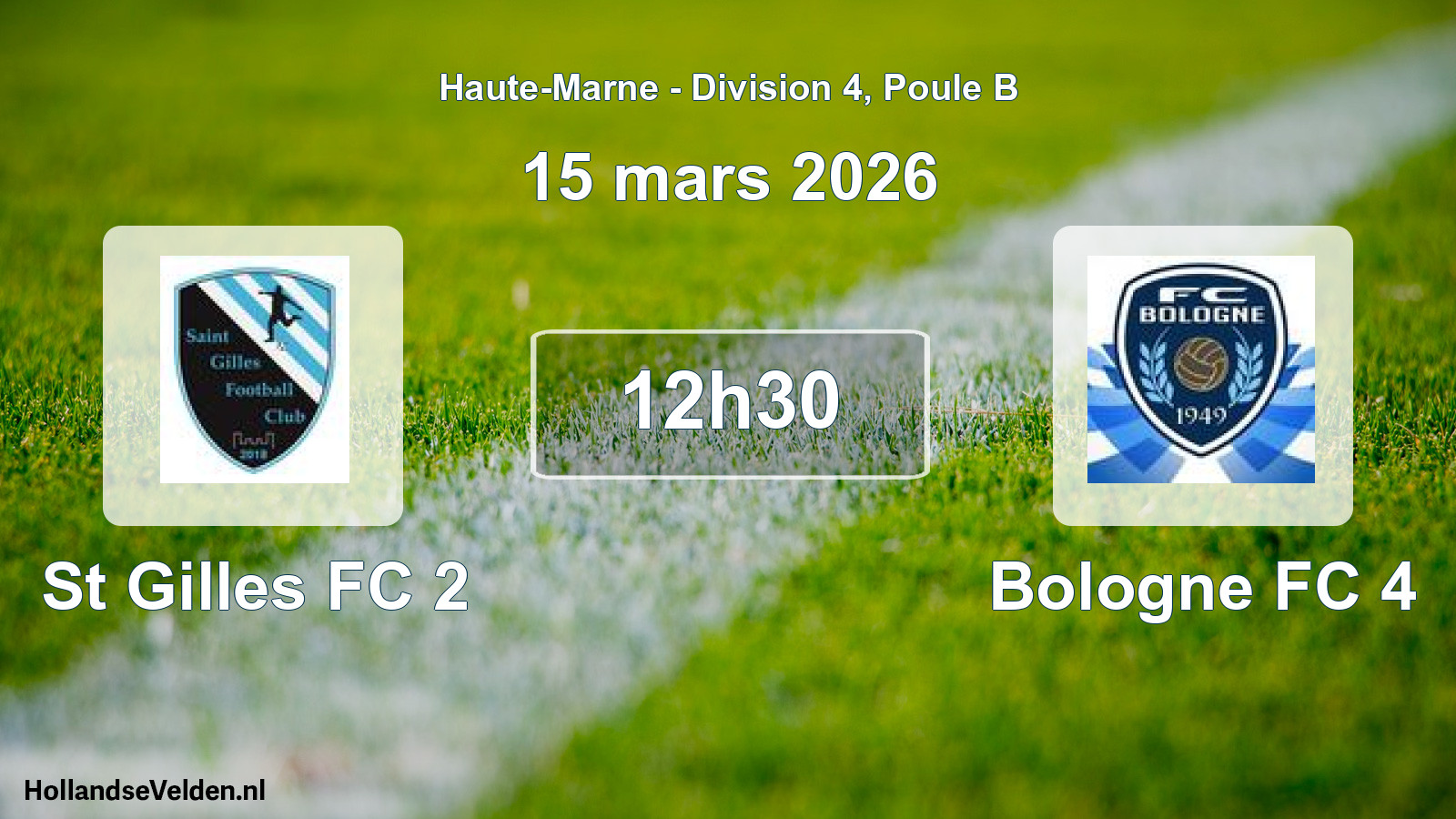 Geplande wedstrijd: St Gilles FC 2 - Bologne FC 4 (15 maart 2026)