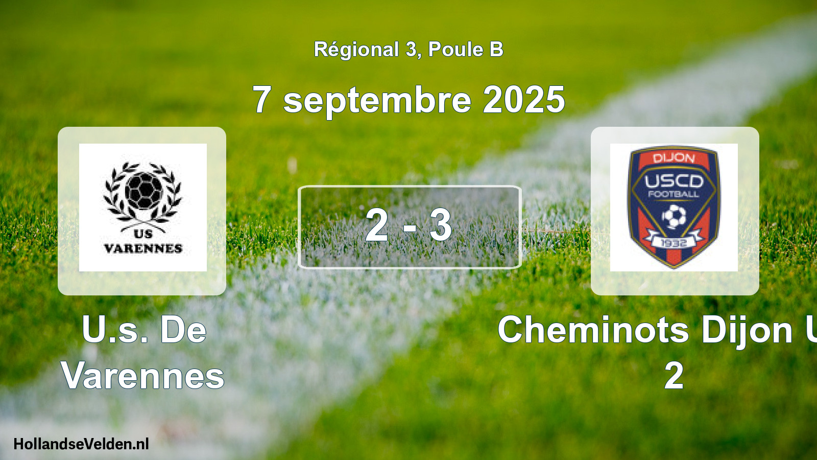Gespeelde wedstrijd: U.s. De Varennes - Cheminots Dijon Us 2 2 - 3 (7 septembre 2025)