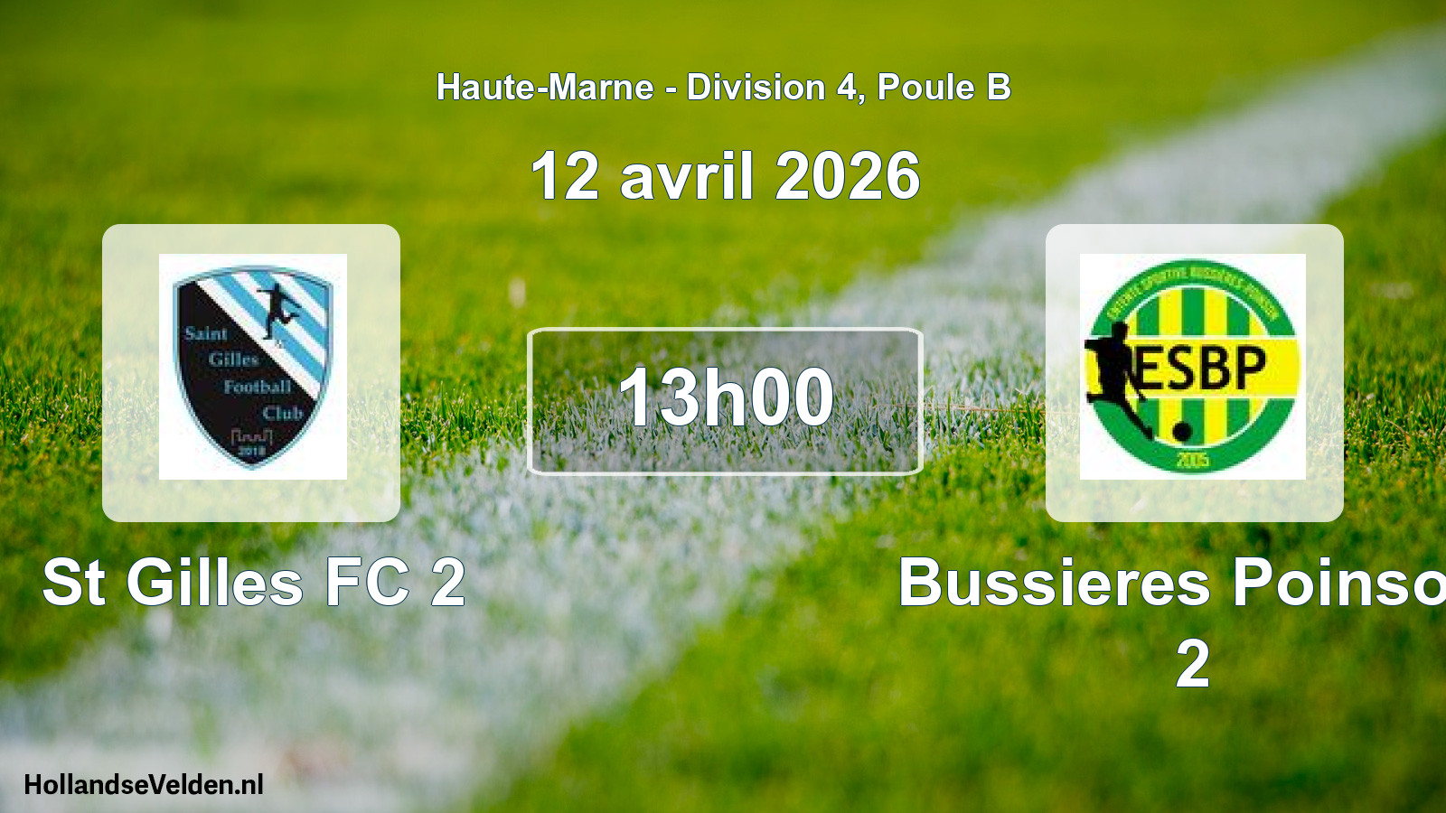 Geplande wedstrijd: St Gilles FC 2 - Bussieres Poinson 2 (12 april 2026)