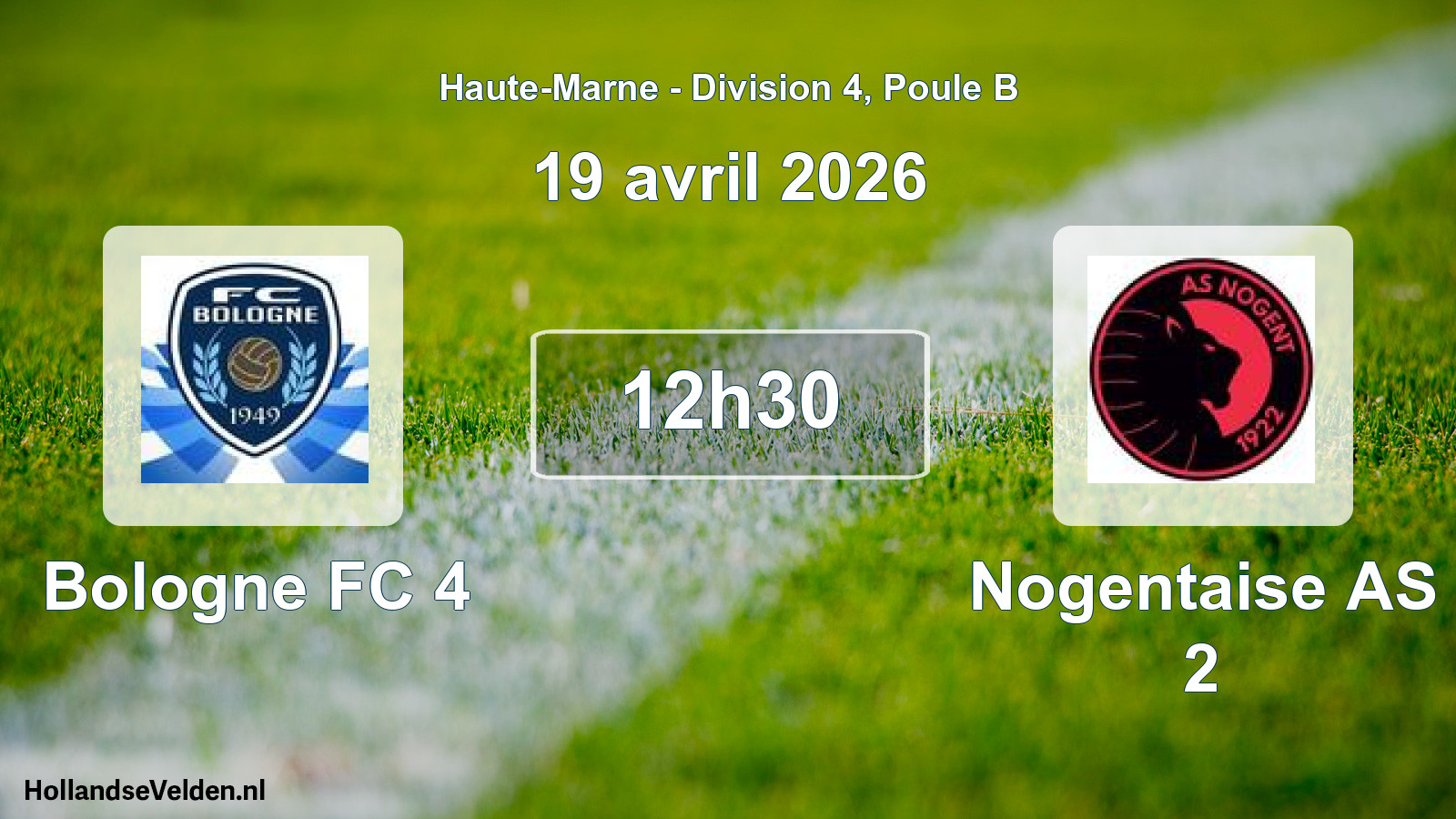 Match programmé: Bologne FC 4 - Nogentaise AS 2 (19 avril 2026)