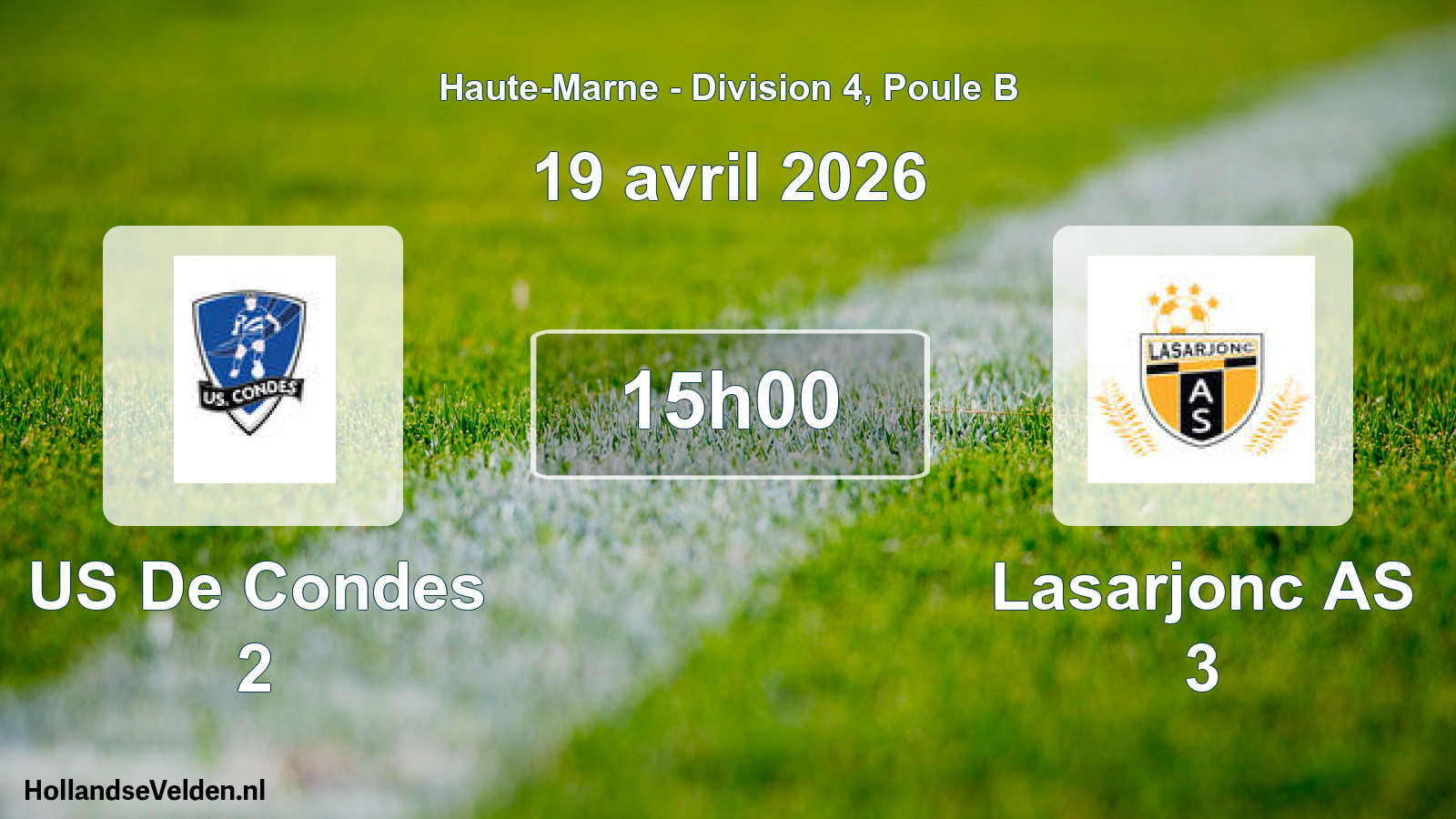 Match programmé: US De Condes 2 - Lasarjonc AS 3 (19 avril 2026)