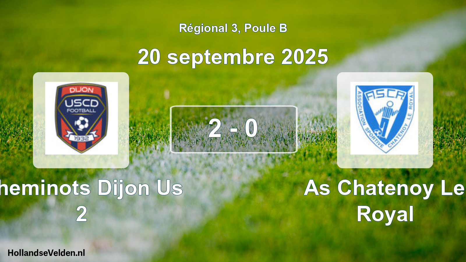 Gespeelde wedstrijd: Cheminots Dijon Us 2 - As Chatenoy Le Royal 2 - 0 (20 septembre 2025)