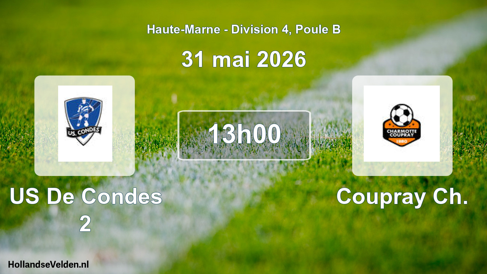 Match programmé: US De Condes 2 - Coupray Ch. (31 mai 2026)
