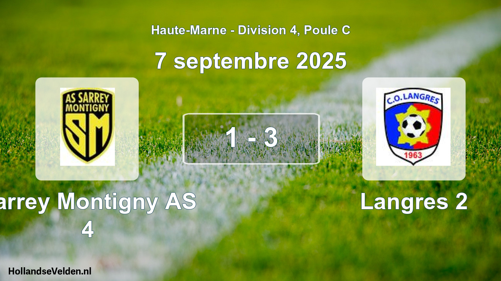Match joué: Sarrey Montigny AS 4 - Langres 2 1 - 3 (7 septembre 2025)