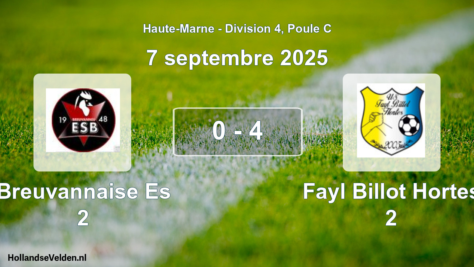 Total number of matches played: Breuvannaise Es 2 - Fayl Billot Hortes 2 0 - 4 (7 September 2025)