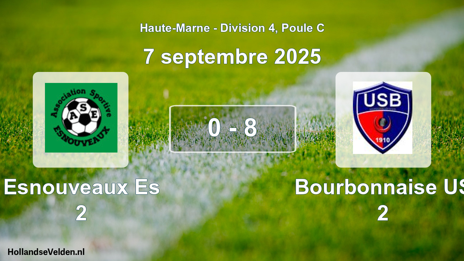 Total number of matches played: Esnouveaux Es 2 - Bourbonnaise US 2 0 - 8 (7 September 2025)