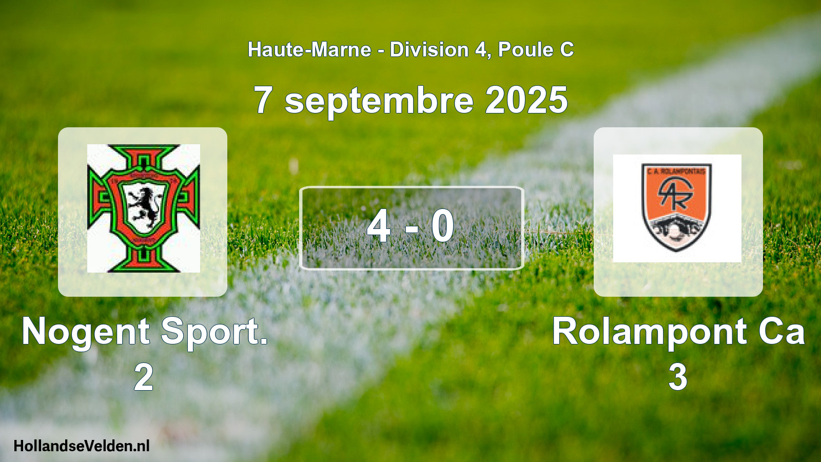 Total number of matches played: Nogent Sport. 2 - Rolampont Ca 3 4 - 0 (7 September 2025)