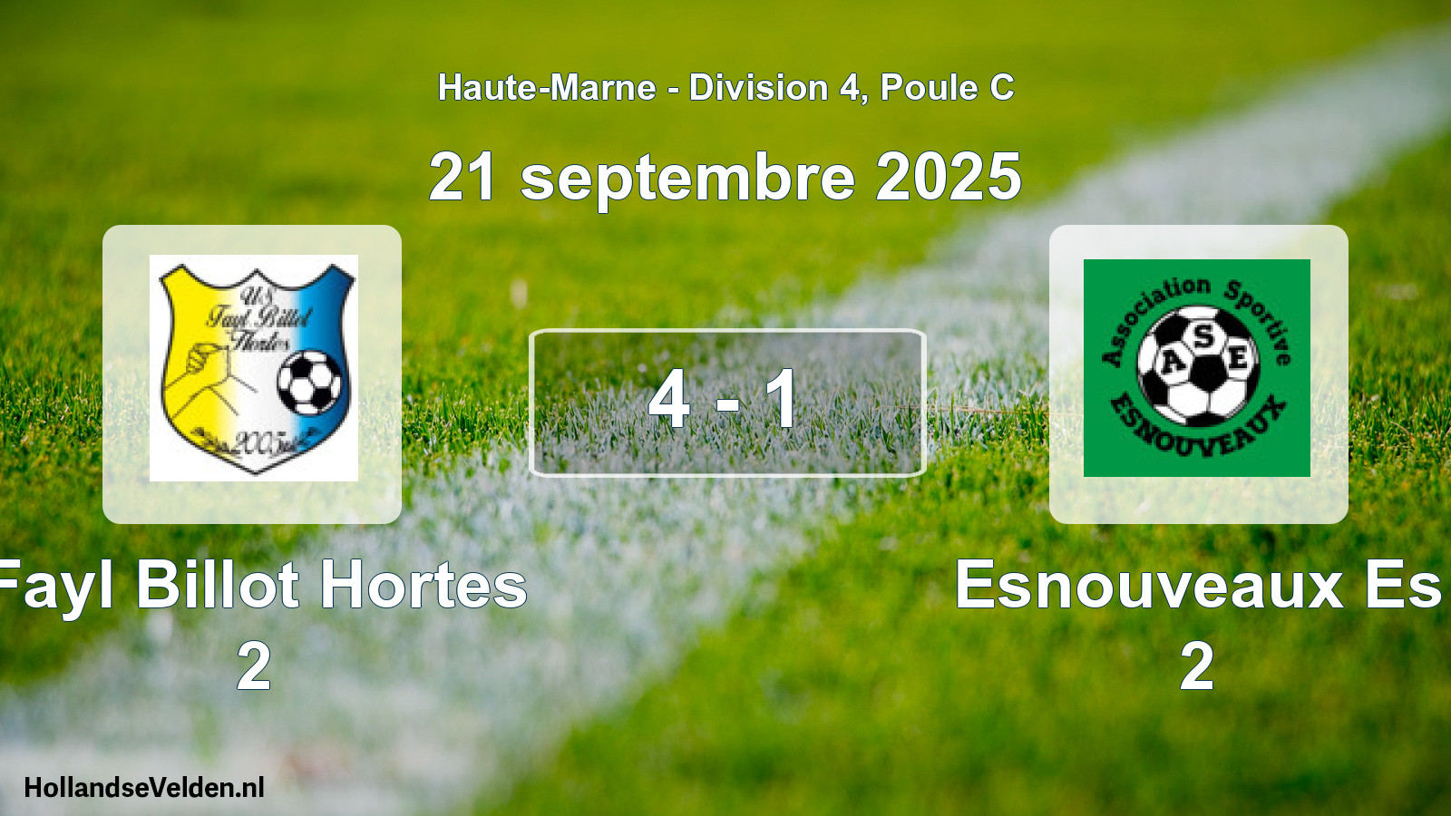 Match joué: Fayl Billot Hortes 2 - Esnouveaux Es 2 4 - 1 (21 septembre 2025)