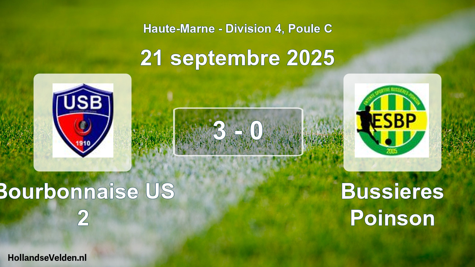 Match joué: Bourbonnaise US 2 - Bussieres Poinson 3 - 0 (21 septembre 2025)