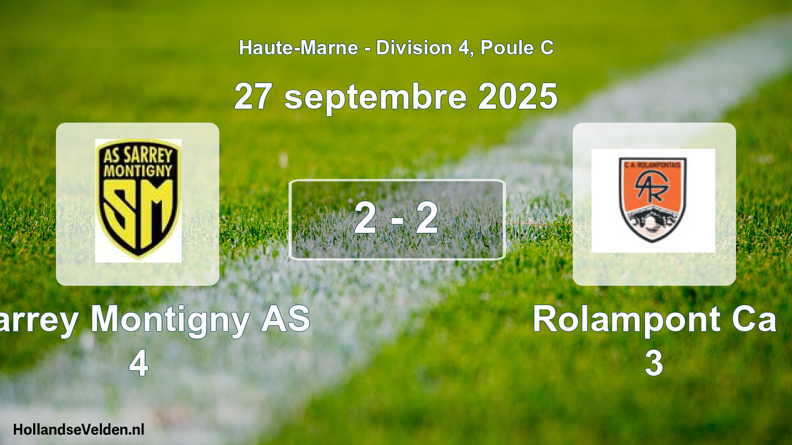 Match joué: Sarrey Montigny AS 4 - Rolampont Ca 3 2 - 2 (27 septembre 2025)