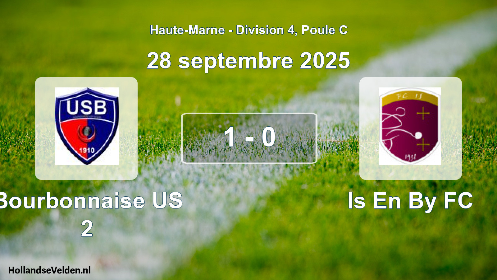 Match joué: Bourbonnaise US 2 - Is En By FC 1 - 0 (28 septembre 2025)